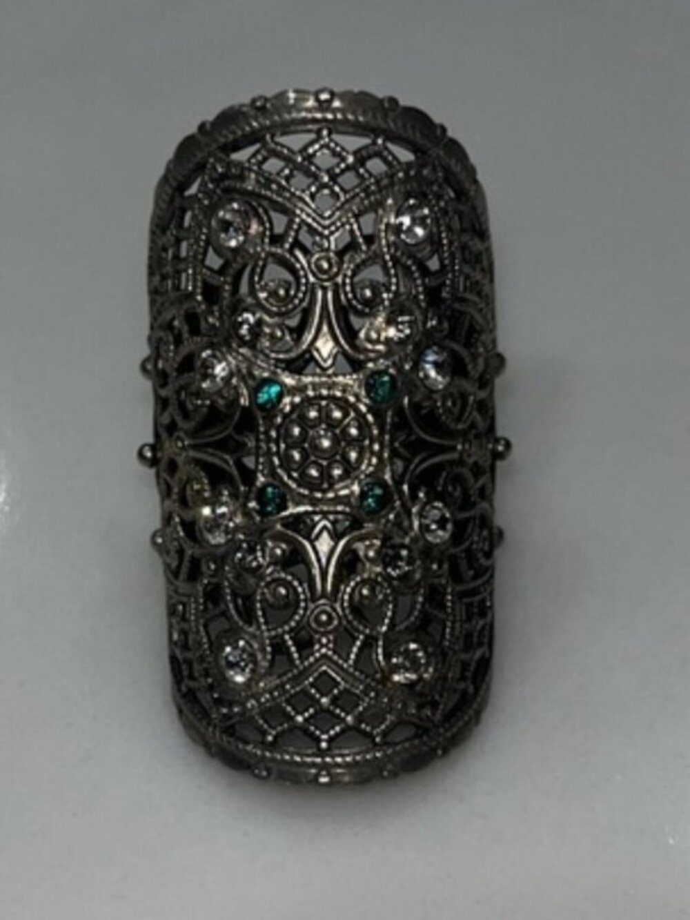 Sorrelli Silver and Green Filigree Ring
